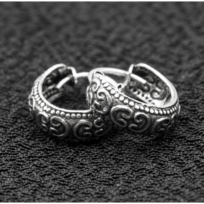 Earring, pirate ring with pattern (eas-154)