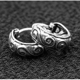 Earring, pirate ring with pattern (eas-156)