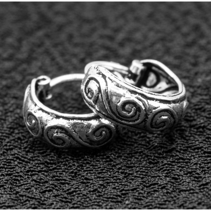 Earring, pirate ring with pattern (eas-156)