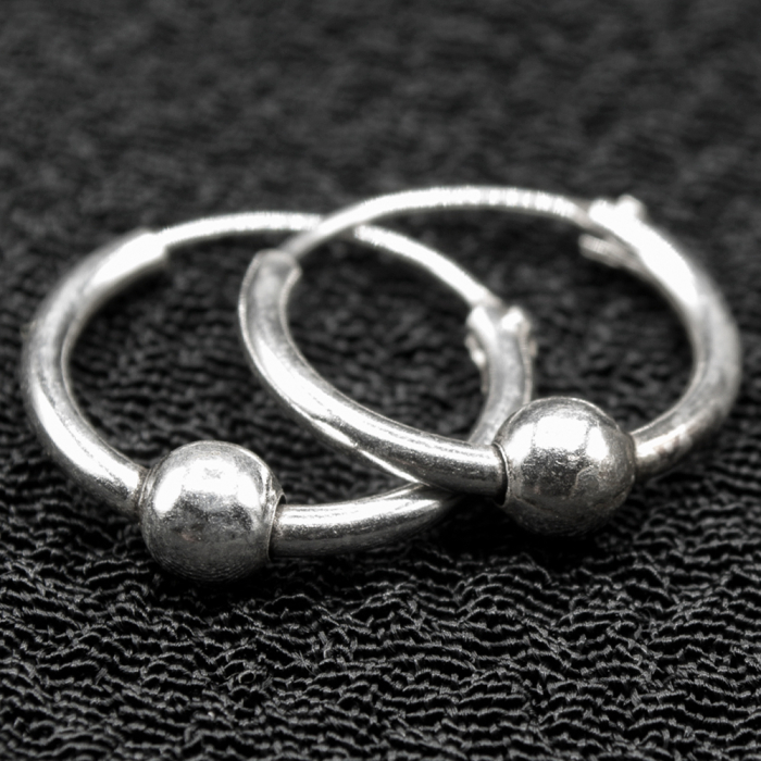 Earring, ring with ball (eas-136)