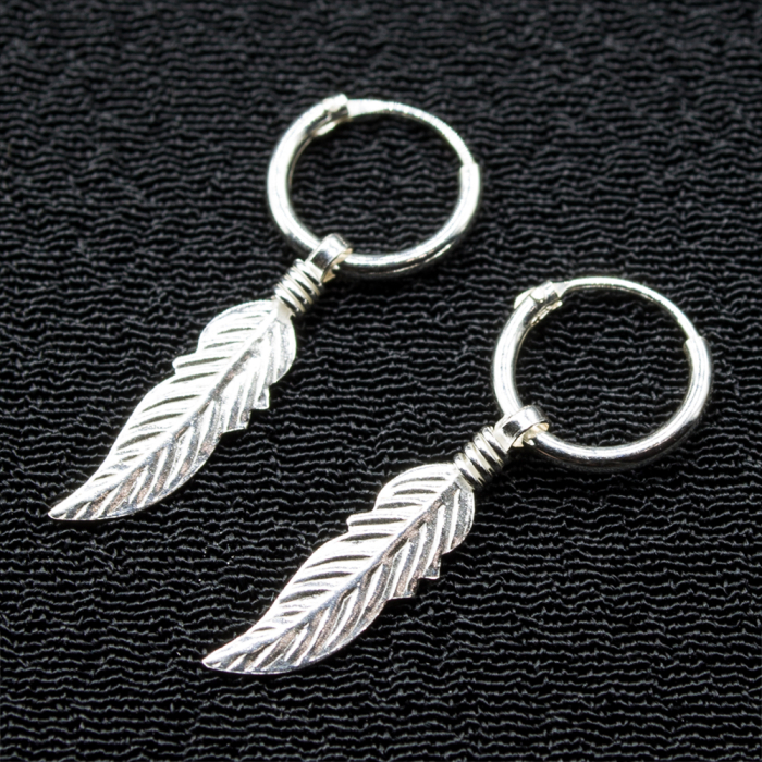 Earring, ring with feather (eas-150) Earring, ring with feather (eas-150)