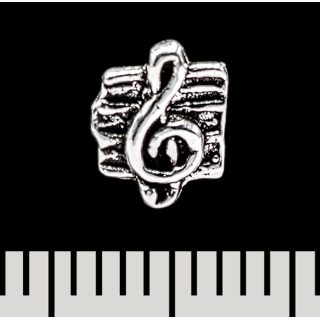 Treble clef on sheet music Stud earring  (silver, 925 sterling) (sn-048)