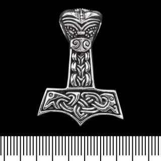 Thor's Hammer Pendant with a Pattern (Silver, 925) (sp-116)
