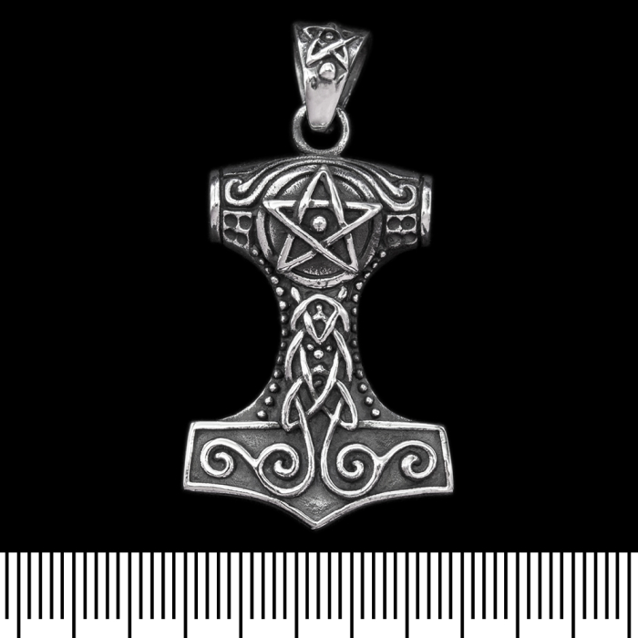 Thor's Hammer Pendant with a Pentagram (Silver, 925) (sp-118) Thor's Hammer Pendant with a Pentagram (Silver, 925) (sp-118)