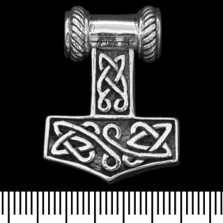 Pendant Thor's Hammer with Scandinavian patterns (silver, 925 assay value) (sp-124)