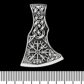 Pendant Perun's Axe with the runic compass Vegvizir (silver, 925 assay value) (sp-126)