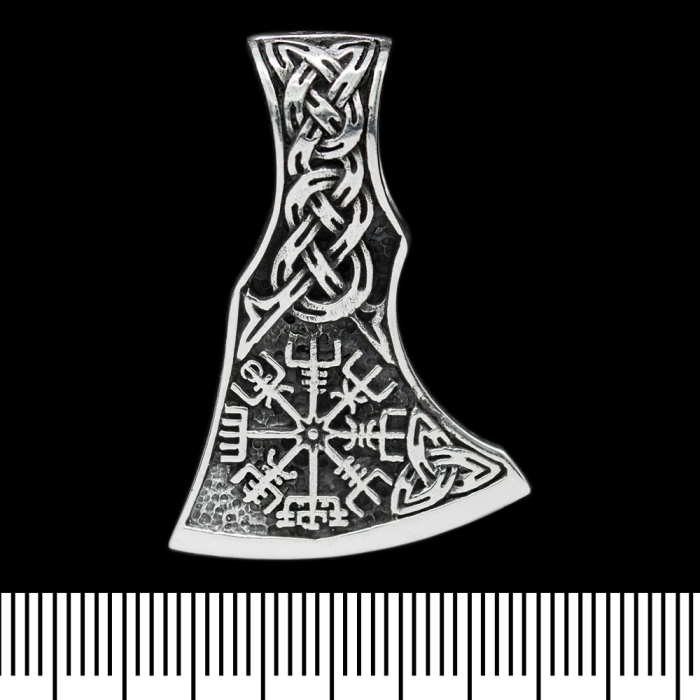 Pendant Perun's Axe with the runic compass Vegvizir (silver, 925 assay value) (sp-126)