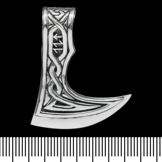 Pendant Perun's Axe with a pattern and runes (silver, 925 assay value) (sp-128)