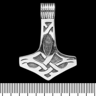 Thor's Hammer Pendant with a Pattern (silver, 925 assay value) (sp-131)