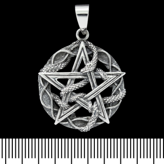 Pendant Pentagram with a snake (silver, 925 assay value) (sp-137)