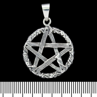 Pendant Pentagram "made of wood" (silver, 925 assay value) (sp-145)