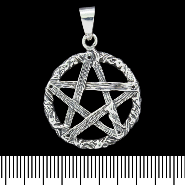 Pendant Pentagram "made of wood" (silver, 925 assay value) (sp-145)