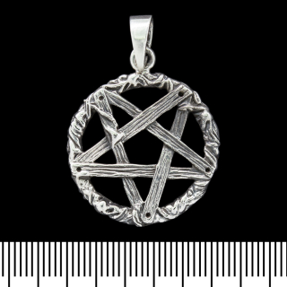 Pendant Inverted Pentagram "made of wood" (silver, 925 assay value) (sp-146)