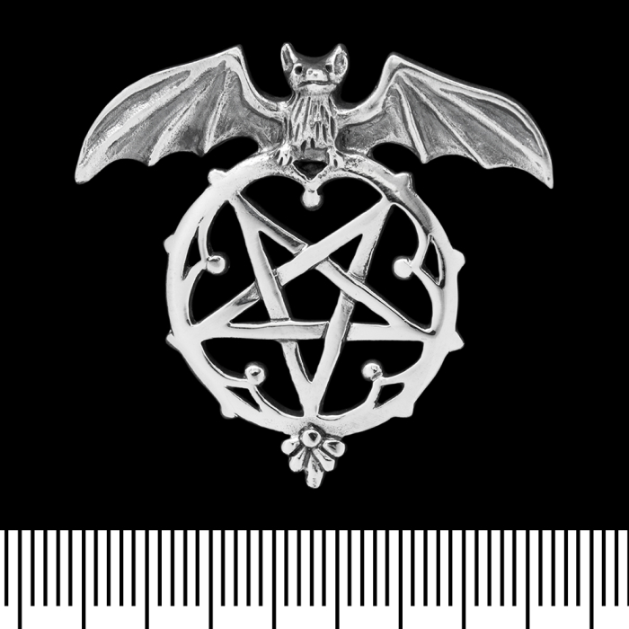 Pendant Bat on inverted pentagram (silver, 925 assay value) (sp-148)