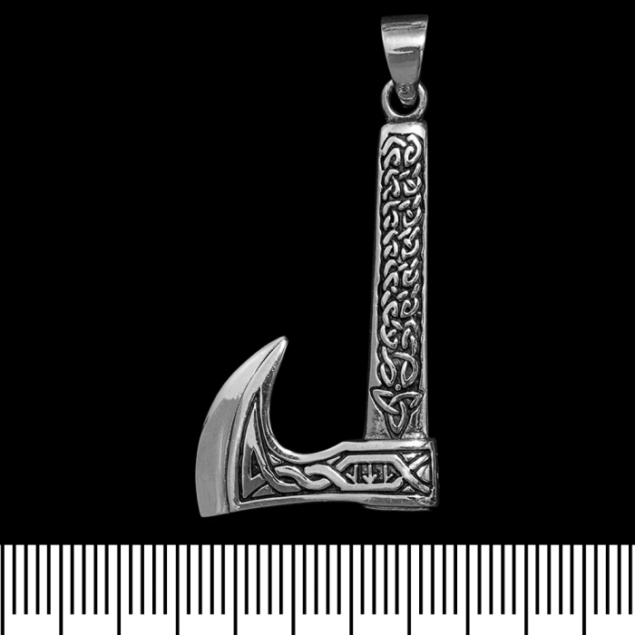 Pendant Axe with triquetra and runes (silver, 925 assay value) (sp-149)
