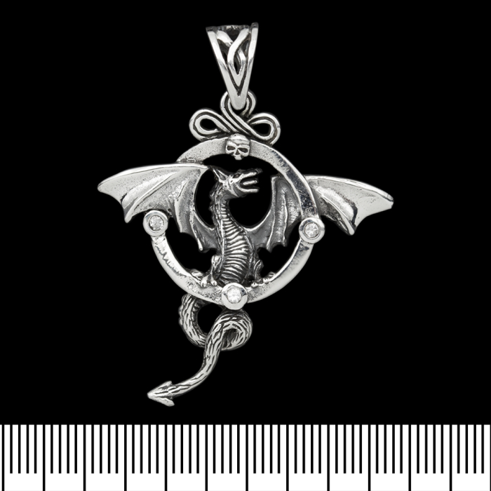 Pendant Winged dragon in a ring (silver, 925 assay value) (sp-161)