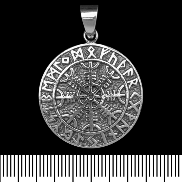 Pendant Aegishjalmur (helmet of horror) in a runic circle (silver, 925 sample) (sp-166) | Pendants (silver) | Buy Now Worldwide