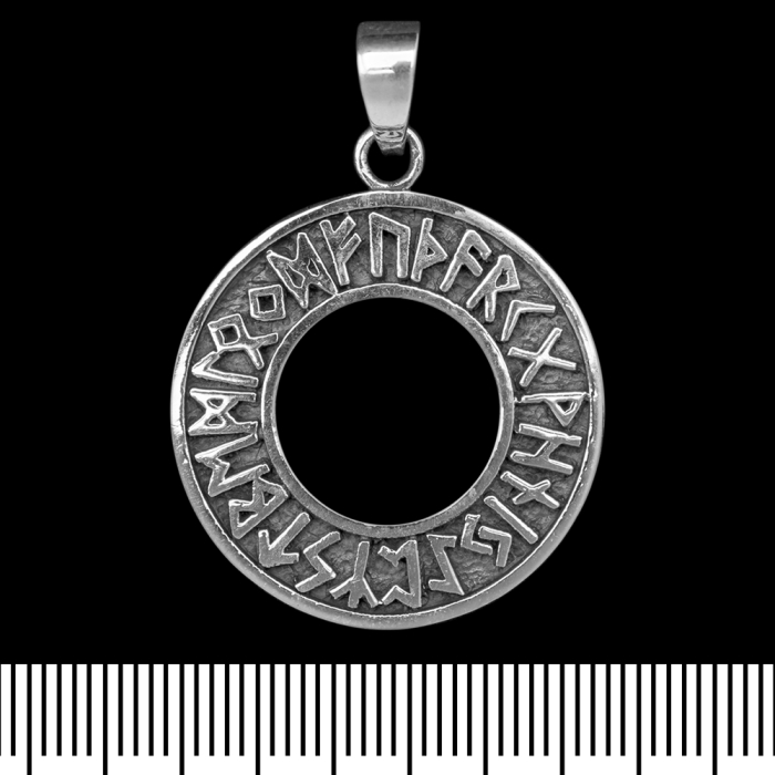 Futhark pendant, runic circle (silver, 925 sample) (sp-167) | Pendants (silver) | Buy Now Worldwide