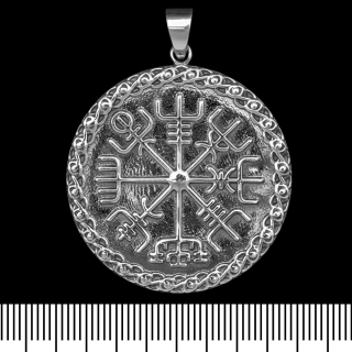 Vegvisir pendant (Vegvisir, runic compass) in a braided circle (silver, 925 sample) (sp-168)