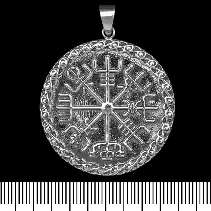 Vegvisir pendant (Vegvisir, runic compass) in a braided circle (silver, 925 sample) (sp-168) | Pendants (silver) | Buy Now Worldwide