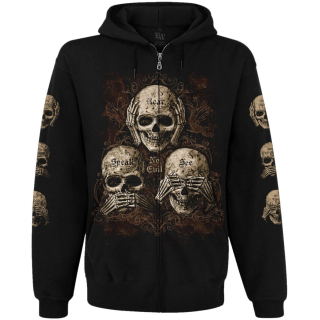 See No Evil, Hear No Evil, Speak No Evil Kangaroo Pocket Hoodie with a Zipper