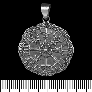 Vegvisir pendant (runic compass) in a braided circle, figured (silver, 925 sample) (sp-171)