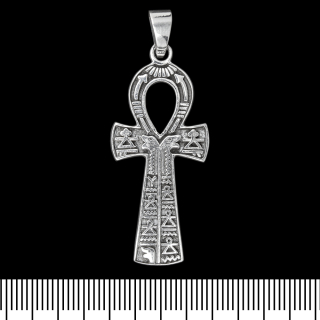 Ankh pendant with Egyptian hieroglyphs (silver, 925 assay value) (sp-174)
