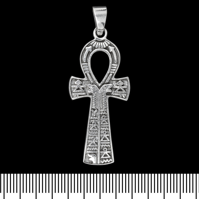 Ankh pendant with Egyptian hieroglyphs (silver, 925 assay value) (sp-174)