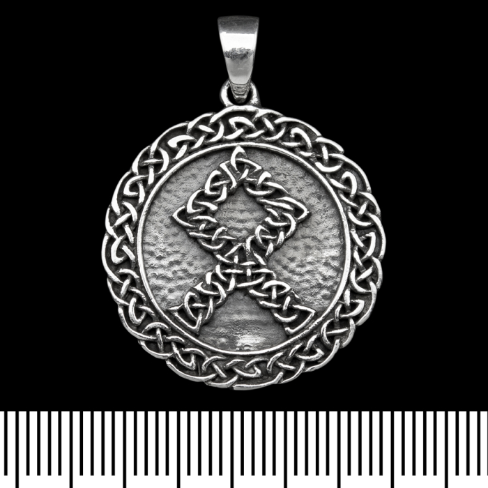 Pendant Rune Odal (Odal rune) in a braided circle (silver, 925 assay value) (sp-177)