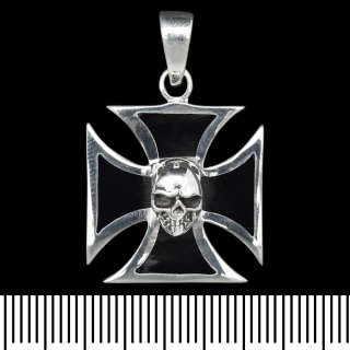 Pendant Iron cross with skull (silver, 925 sample) (sp-180)