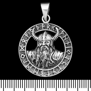 Viking pendant in a runic circle (silver, 925 assay value) (sp-187)