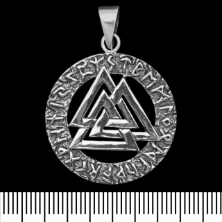 Valknut pendant, futhark (silver, 925 assay value) (sp-188)