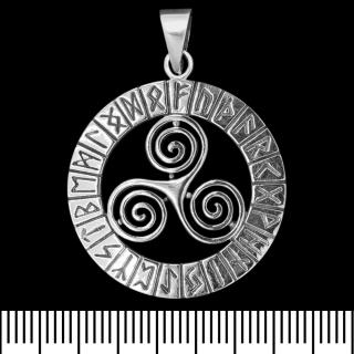Trixel pendant in futark (silver, 925 assay value) (sp-198)