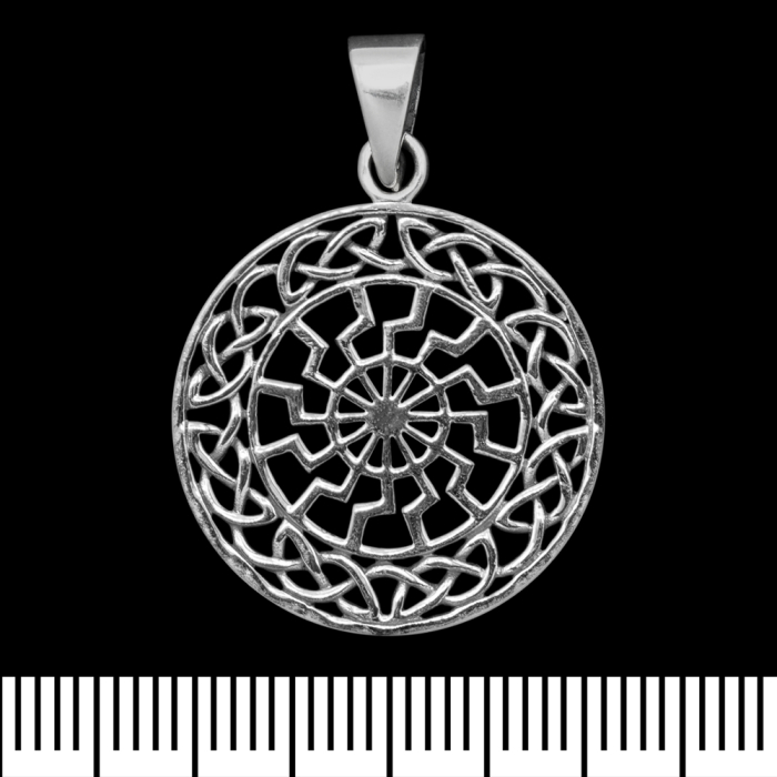 Pendant Black Sun in Scandinavian pattern (silver, 925 sample) (sp-202)