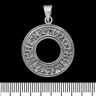 Pendant Disc with Futhark (silver, 925 sample) (sp-205)