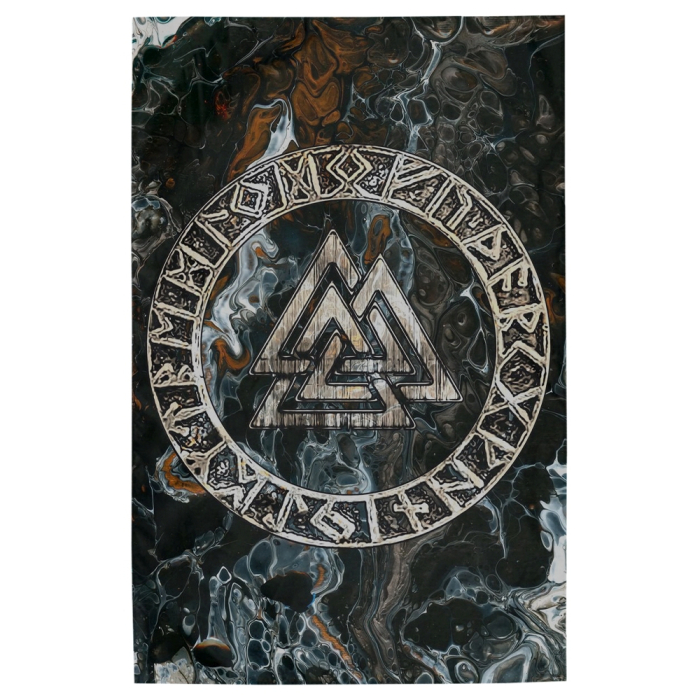 Valknut flag in a runic circle, without holes sfc-036