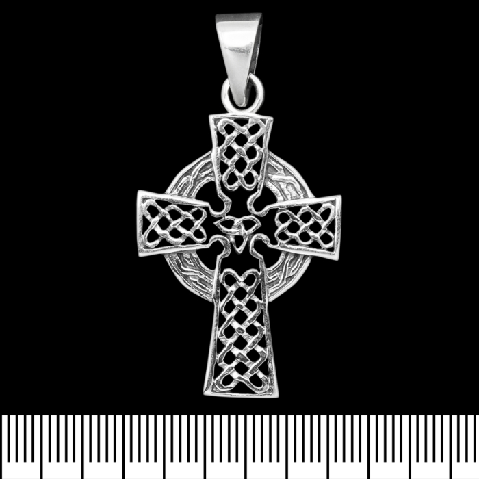 Pendant Celtic Cross (braided with Triquetra) (silver, 925 sample) (sp-212)