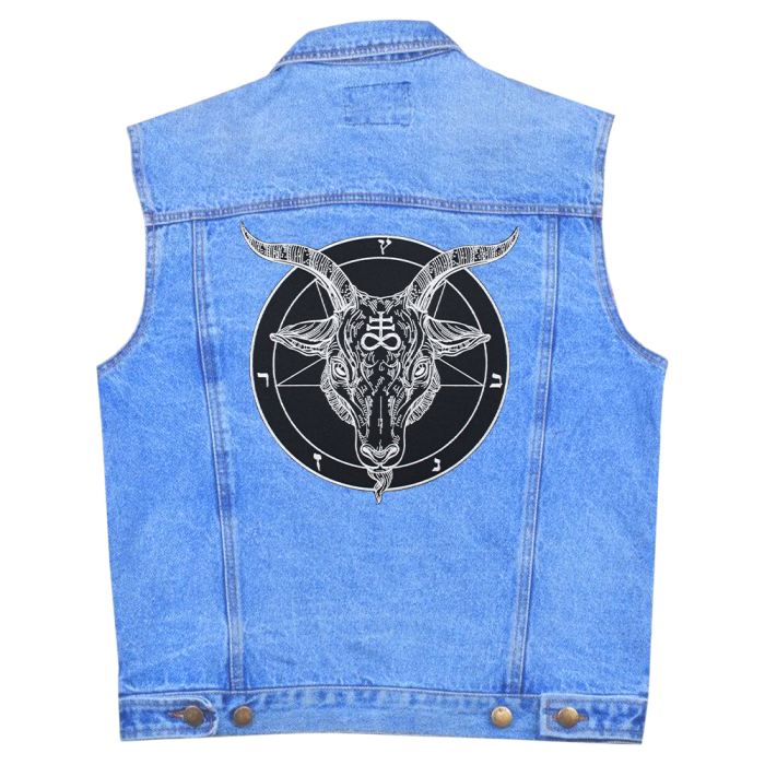 Goat's head with Leviathan cross on pentagram Back patch