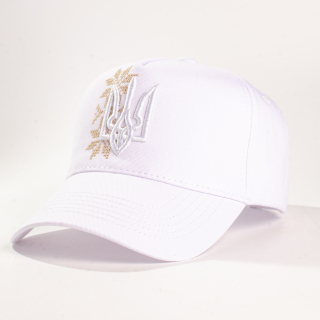 Baseball cap white 3D Trident with gold ornament Mother's Star (uac-039)