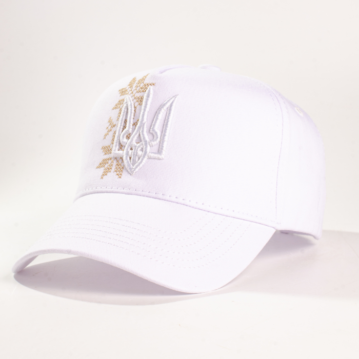 Baseball cap white 3D Trident with gold ornament Mother's Star (uac-039)