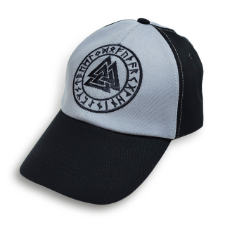 Baseball cap gray-black Valknut in a runic circle