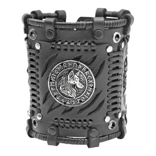 Steampunk Bracelet Wide Wolf in Runic Circle (bsp-73)