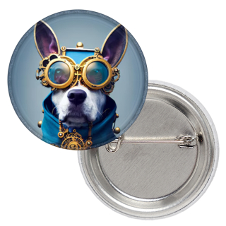 Steampunk Dog Badge (Yellow/Blue)