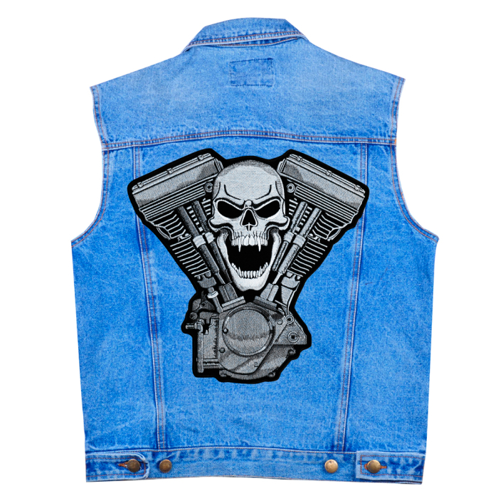 Motor with a Skull Embroidered Patch