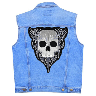 Dorsal Skull in a Pattern Back Embroidered Patch