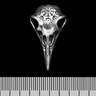 Crow Skull (Aegishjalmur) (925 Silver) Pendant