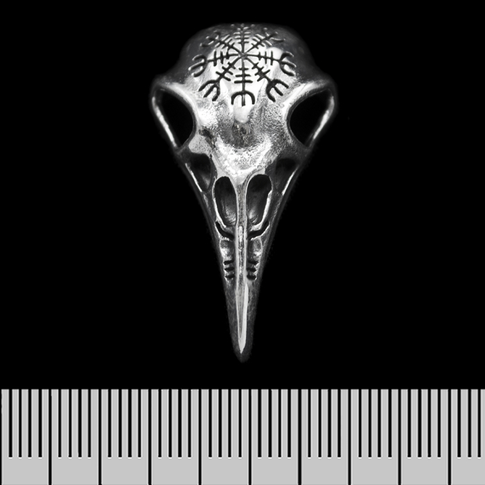 Crow Skull (Aegishjalmur) (925 Silver) Pendant