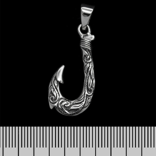 Fishing Hook with a Pattern (925 Silver) Pendant