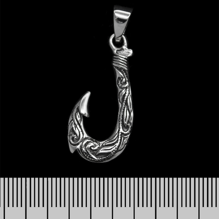 Fishing Hook with a Pattern (925 Silver) Pendant