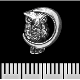 Owl on a Crescent Moon (925 Silver) (st-003) Stud Earring